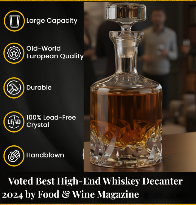 Beveled Blade Decanter with Free Luxury Satin Decanter and Stopper Bags