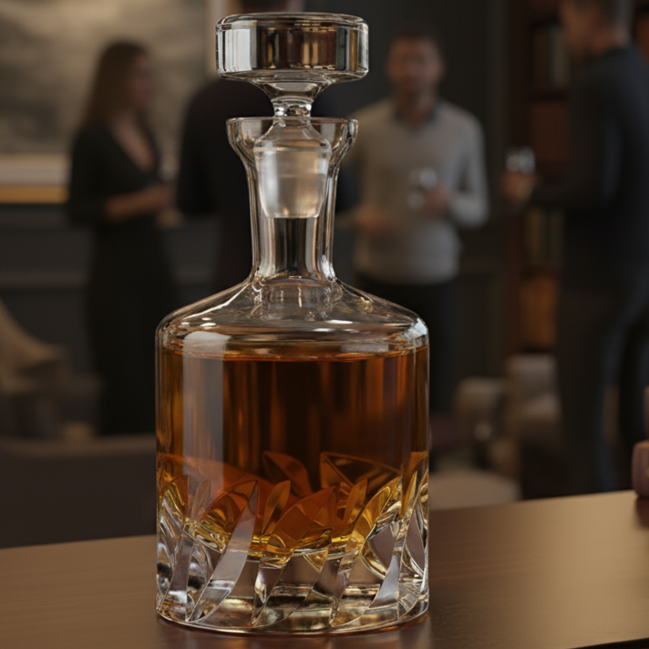 Beveled Blade Decanter with Free Luxury Satin Decanter and Stopper Bags