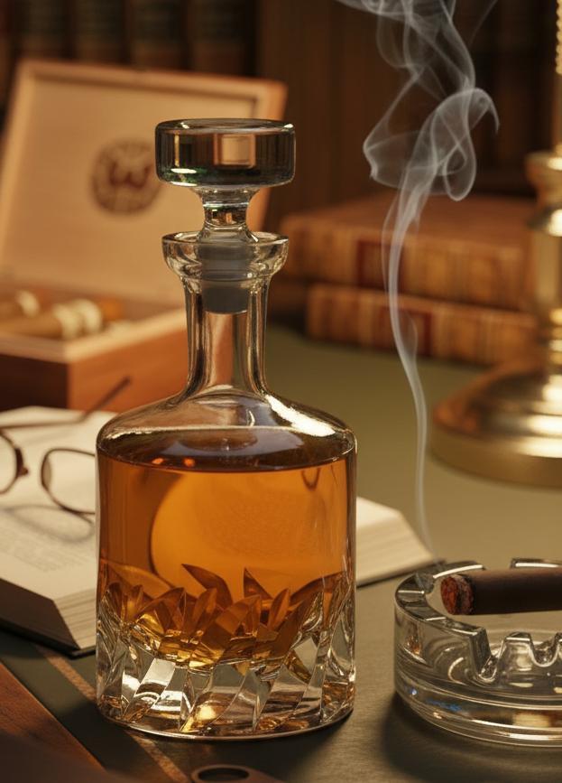 Beveled Blade Decanter with Free Luxury Satin Decanter and Stopper Bags