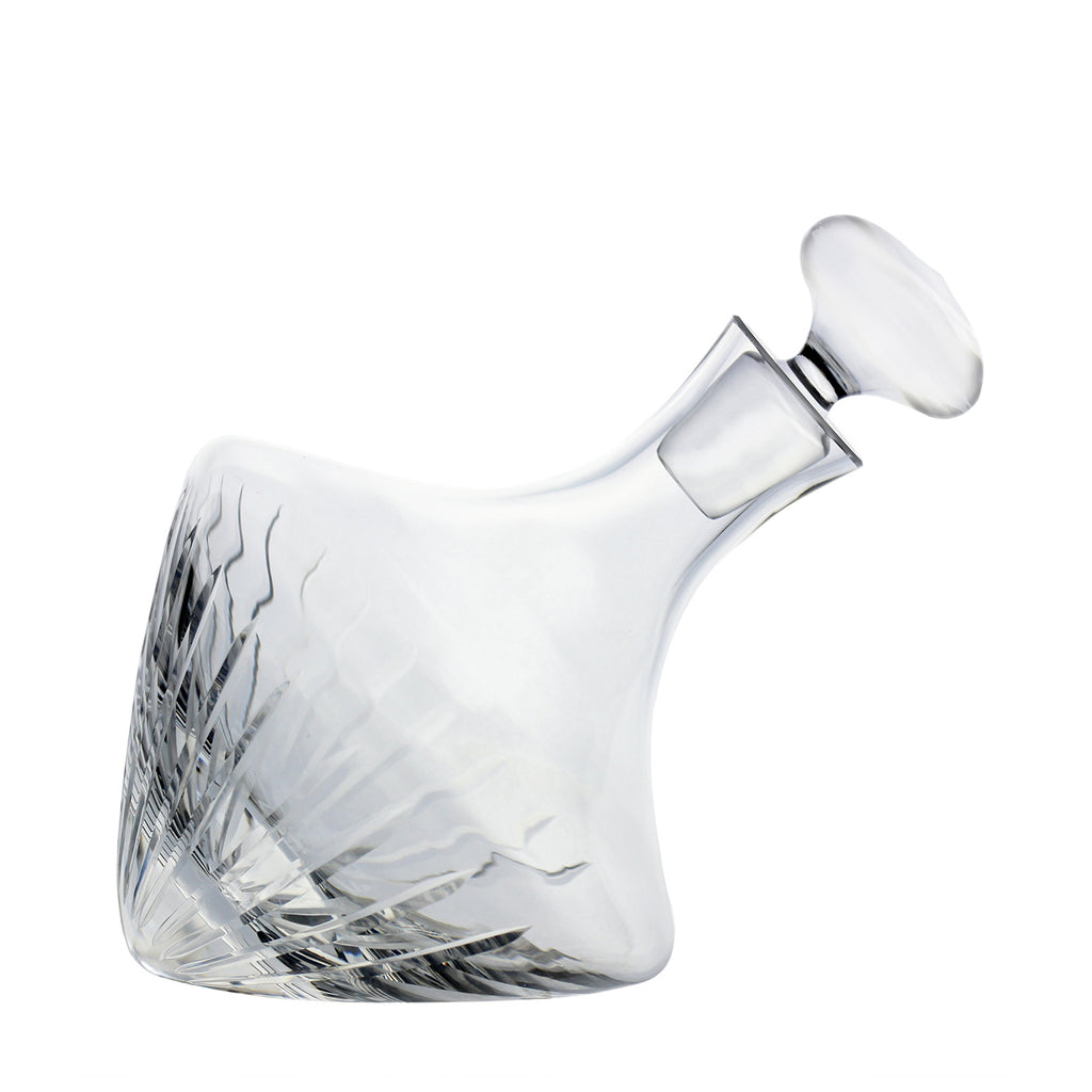 Beveled Orbital Single Decanter with Free Luxury Satin Decanter and Stopper Bags